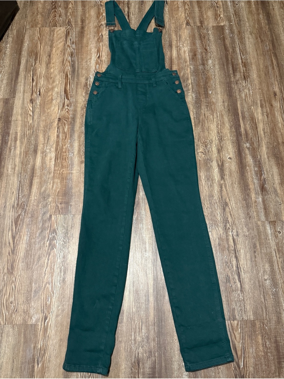 Judy Blue Garment Dyed Overalls Women's Small Stretchy Slim Fit in Forrest Green